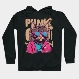 Pink Punk Cat Hoodie